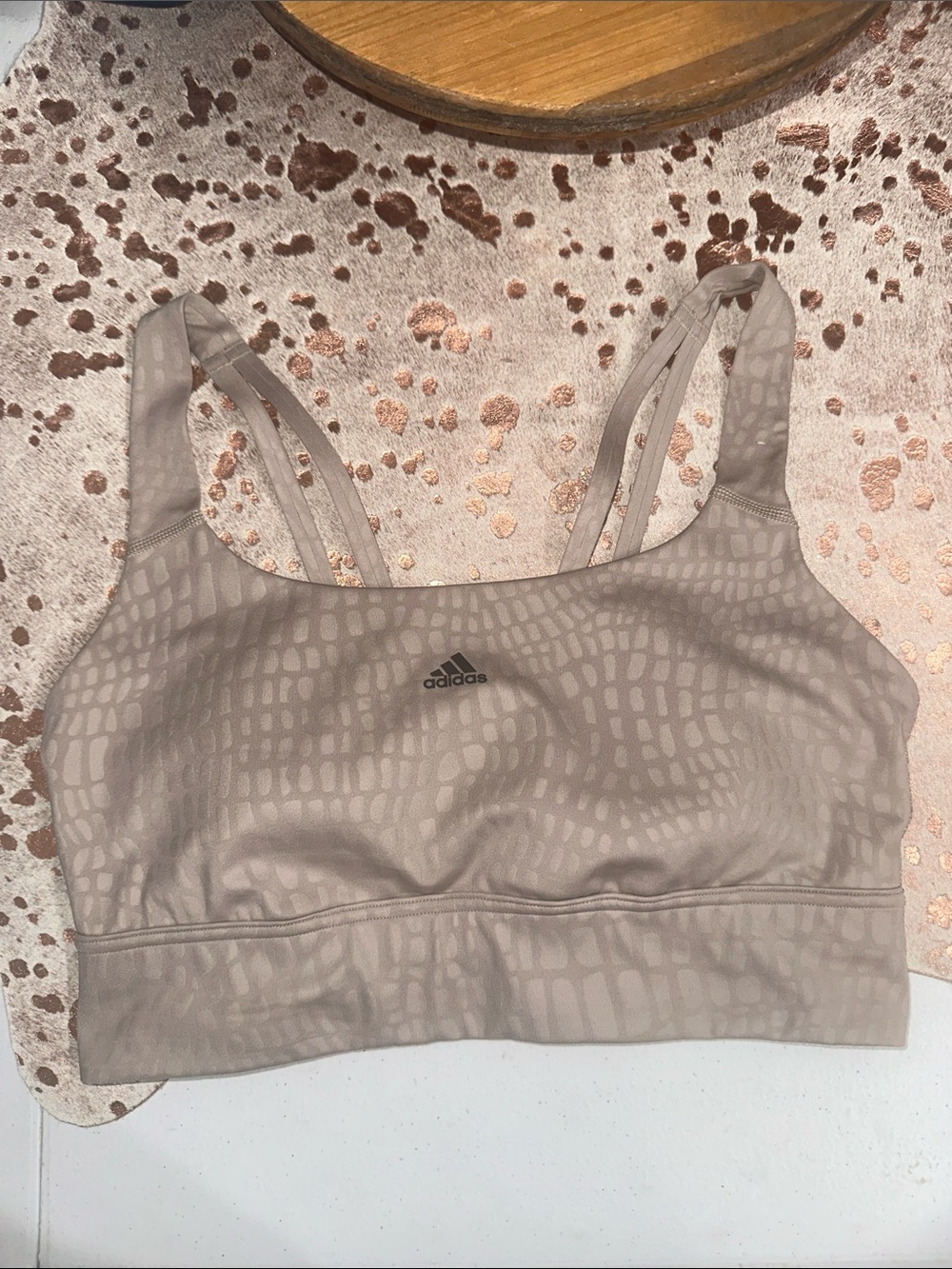 adidas Beige Textured Light Support Sports Bra